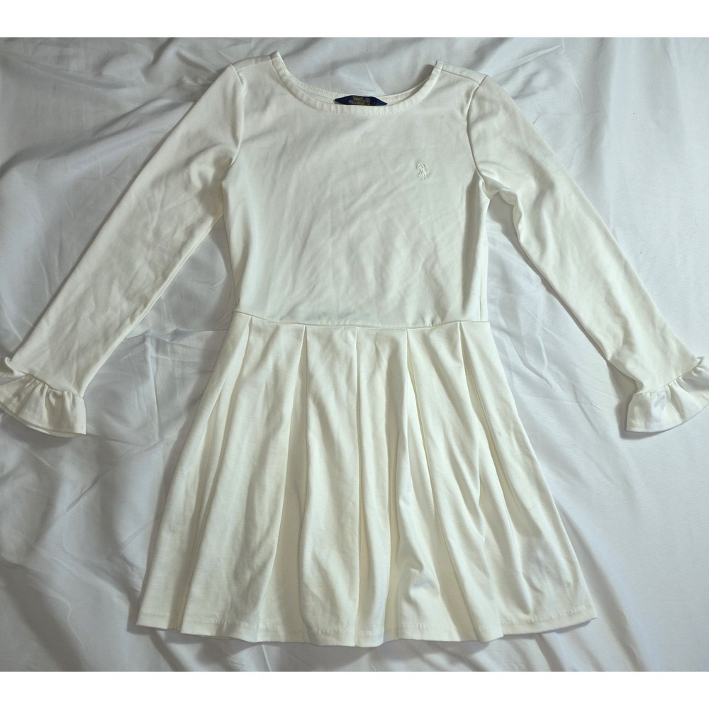Polo Ralph Lauren White Pleated Dress Kids Size M (8/10) NWOT